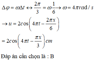 Một sóng cơ lan truyền dọc theo trục Ox với phương trình có dạng u= a cos( 2 pi.t/ T- 2pi.x/ landa (ảnh 3)