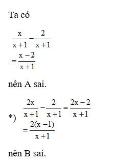 Phân thức  (x-1)/(x+1) là kết quả của phép tính nào dưới đây? (ảnh 1)