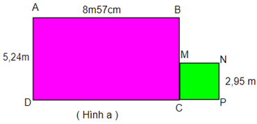  Cho hình a có số đo như hình vẽ. Biết hình ABCD là hình chữ nhật và hình CMNP là hình vuông. (ảnh 1)