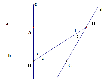 Lựa chọn đáp án đúng nhất Cho hình vẽ, biết a//b, c vuông góc với a...