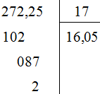 Điền đáp án đúng vào chỗ chấm: Cho phép chia sau: 272, 25 Số dư của phép chia trên (ảnh 1)