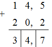 14, 5+ 20, 2=  Ta có: Thực hiện phép cộng như cộng các số tự nhiên. (ảnh 2)