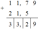 11, 79 + 21, 5 =  Thực hiện phép cộng như cộng các số tự nhiên. (ảnh 2)