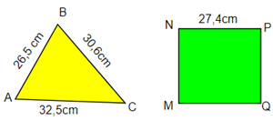  Cho tam giác ABC và hình vuông MNPQ có có số đo như hình vẽ. . Vậy chu vi hình chữ nhật ABCD  ?  chu vi (ảnh 1)