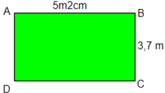 Cho hình chữ nhật ABCD có số đo như hình vẽ Tính diện tích hình chữ nhật ABCD.  18, 564 (ảnh 1)