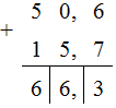 50, 6 + 15, 7 = Ta có: Thực hiện phép cộng như cộng các số tự nhiên. (ảnh 2)