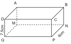  Cho hình hộp chữ nhật có kích thước như trên. Hãy tính tổng diện tích của mặt bên CBNP và mặt bên DAMQ (ảnh 1)