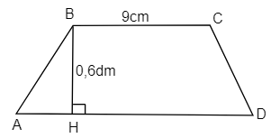  Cho hình thang ABCD có số đo như hình vẽ. Biết độ dài cạnh AD lớn hơn độ dài cạnh BC là 5 cm. (ảnh 1)