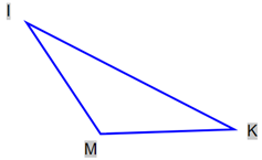 Hãy kể tên ba đỉnh của hình tam giác trên Ba đỉnh của hình tam giác IMK là: (ảnh 1)