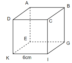  Cho hình lập phương có kích thước như trên Hãy tính diện tích 6 mặt của hình lập phương trên (ảnh 1)