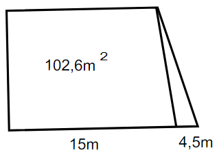  Một thửa ruộng hình thang có diện tích là 102,6m^2, đáy lớn 15m và hơn đáy nhỏ 3m. Người ta mở rộng đáy lớn (ảnh 1)