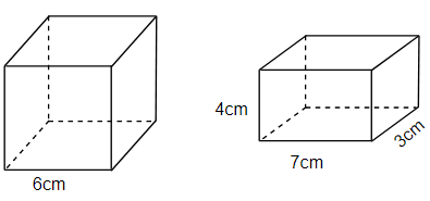 Cho hình lập phương và hình hộp chữ nhật có số đo như hình vẽ. Vậy diện tích xung quanh của hình lập phương? (ảnh 1)