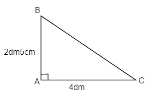 Cho tam giác ABC có số đo như hình vẽ. Tính diện tích tam giác ABC. A. 4dm^ 2  5dm^ 2 (ảnh 1)