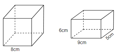  Cho hình lập phương và hình hộp chữ nhật có số đo như hình vẽ. Vậy diện tích xung quanh của hình lập phương? (ảnh 1)