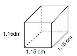 Cho hình lập phương có số đo như hình vẽ. Tính thể tích của hình lập phương đó. A. 1520,575cm^ 3  (ảnh 1)