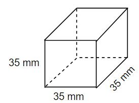  Cho hình lập phương có số đo như hình vẽ. Tính thể tích của hình lập phương đó. hình vẽ. A. 42,575cm^3  (ảnh 1)