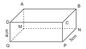  Cho hình hộp chữ nhật có kích thước như trên Hãy tính diện tích của mặt bên CBNP  Diện tích mặt bên CBNP là  … cm^2 (ảnh 1)