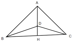  Cho tam giác ABC, đường cao AH. Trên AH lấy D sao cho AD gấp đôi DH. Biết BH = 9cm, BC = 18cm. (ảnh 1)