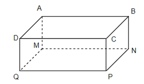  Hình hộp chữ nhật trên có các mặt bên A. Mặt bên ABNM, mặt bên DCPQ B. Mặt bên DAMQ, mặt bên CBNP (ảnh 1)
