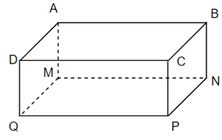  Hình hộp chữ nhật trên có các mặt bên A. Mặt bên ABNM, mặt bên DCPQ (ảnh 1)