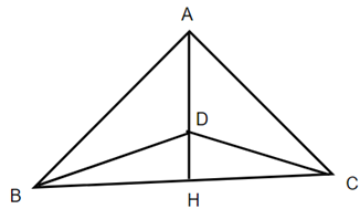  Cho tam giác ABC, đường cao AH. Trên AH lấy D sao cho AD gấp đôi DH. Biết BH = 6cm, BC = 12cm. Vậy diện (ảnh 1)