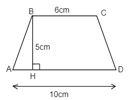  Cho hình thang ABCD có số đo như hình vẽ. Vậy diện tích hình thang ABCD là: … cm^ 2 (ảnh 1)