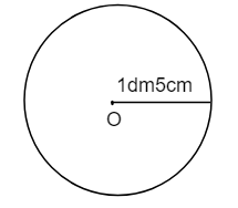 Điền số thập phân thu gọn nhất vào ô trống.  Cho hình tròn như hình vẽ Vậy chu vi của hình tròn đó là: … cm. (ảnh 1)