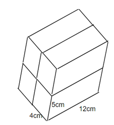 Một viên gạch dạng hình hộp chữ nhật có chiều dài 12 cm, chiều rộng 4 cm, chiều cao 5 cm. (ảnh 1)