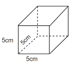 Cho hình lập phương có số đó như hình vẽ. Vậy thể tích của hình lập phương đó? 150 cm^3 . (ảnh 1)