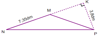 Điền đáp án đúng vào ô trống: Diện tích tam giác MNP là … dm^2 (viết kết quả gọn nhất) (ảnh 1)