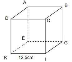 Điền đáp án đúng vào ô trống :  Cho hình lập phương có kích thước như trên.  Hãy tính diện tích 5 mặt của hìn (ảnh 1)