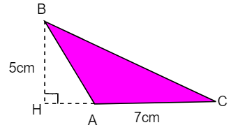  Cho tam giác ABC có số đo như hình vẽ. Tính diện tích tam giác ABC. A. 17,5cm^ 2   (ảnh 1)