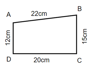 Cho hình thang có kích thước như hình vẽ dưới đây.  Tính tổng độ dài hai cạnh đáy của hình thang. (ảnh 1)