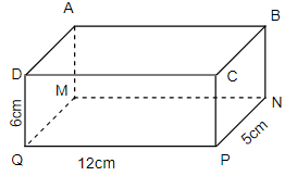 Cho hình hộp chữ nhật có kích thước như trên. Hãy tính tổng diện tích của mặt bên CBNP và mặt bên DCPQ (ảnh 1)