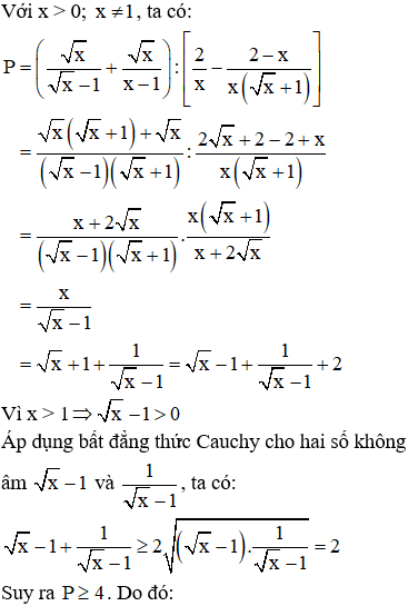 Điền số thích hợp vào chỗ chấm Với x > 0; x khác 1. Cho biểu thức: P= căn x/ căn x-1 (ảnh 1)