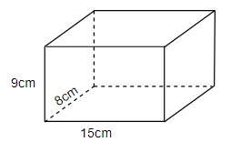  Cho hình hộp chữ nhật có số đo như hình vẽ Vậy thể tích của hình hộp chữ nhật đó là: … cm^ 3 (ảnh 1)
