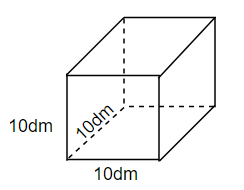  Cho hình lập phương có số đo như hình vẽ. Tính thể tích của hình lập phương đó. A. 100dm^ 3  (ảnh 1)