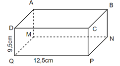 Cho hình hộp chữ nhật có kích thước như trên. Hãy tính diện tích của mặt bên ABNM  Diện tích của mặt bên (ảnh 1)