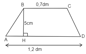 Cho hình thang ABCD có số đo như hình vẽ. Vậy diện tích hình thang ABCD là:… (ảnh 1)