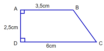 Điền đáp án đúng vào ô trống:  Diện tích hình thang ABCD là … cm^2 (ảnh 1)