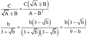 Chọn đáp án đúng: b/(3 + căn bậc hai của b) = ...  A. b/  3+ căn bậc hai của a= b( 3- căn bậc hai b (ảnh 1)