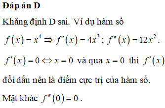 Cho hàm số f(x) có đạo hàm trên khoảng (a;b) chứa x0, f’(x0)=0 và f(x) có đạo (ảnh 1)