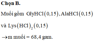 Cho 0,15 mol tripeptit Gly – Ala- Lys vào dung dịch HCl vừa đủ, đun nóng (ảnh 1)