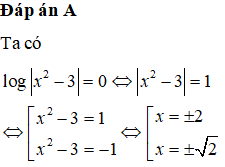 Phương trình logarit thập phân |x^2-3|=0 có bao nhiêu nghiệm dương? (ảnh 1)