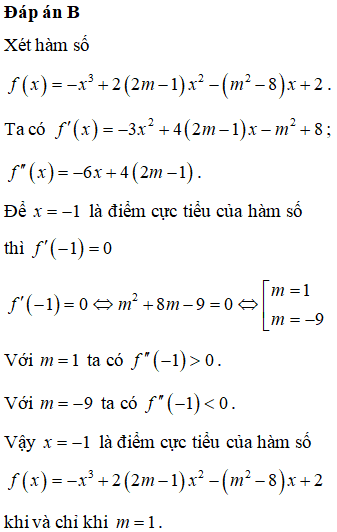 Tất cả các giá trị thực của tham số m để hàm số f(x)= -x^3 + 2(2m-1)x^2 (ảnh 1)