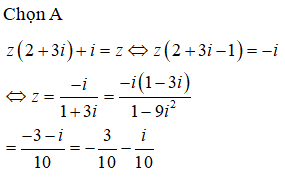 Tính môđun của số phức z thỏa mãn z(2+3i)+i = z. (ảnh 1)