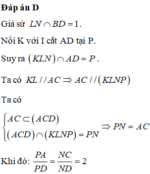 Cho tứ diện ABCD. Gọi K, L lần lượt là trung điểm của AB và BC, N (ảnh 2)
