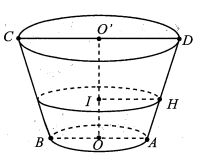 Một chậu nước hình nón cụt có chiều cao 3dm, bán kính đáy lớn là 2dm (ảnh 2)