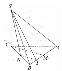 Cho hình chóp S.ABC cỏ đáy là tam giác đều cạnh a= 4 căn bậc hai của 2 (ảnh 1)