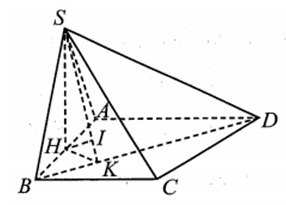 Cho hình chóp S.ABCD có đáy là hình thang vuông tại A và B. Hình chiếu (ảnh 1)